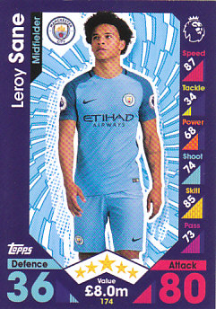 Leroy Sane Manchester City 2016/17 Topps Match Attax #174